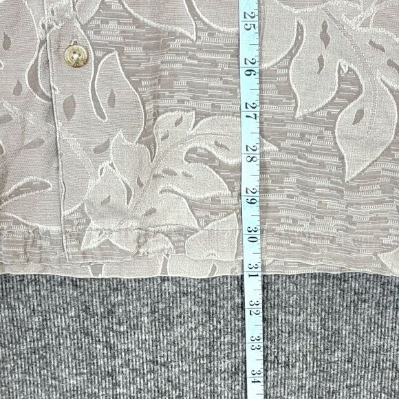 Ono & Company Liberty House Hawaiian Shirt Mens XXL Taupe Leaf Print Silk Blend - Picture 4 of 10